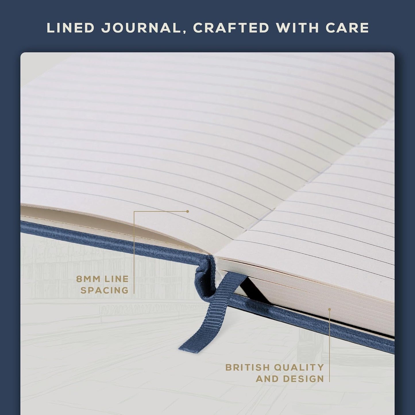 BEECHMORE BOOKS Lined Journal Notebook, 5.8 x 8.3 inch, A5 160 Lined Pages, Hardcover Leather Journals for Women, Men, Writing and Notebooks for Work - 120 GSM Thick Paper, Gifts Box Included