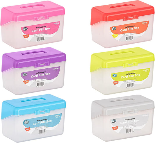 Emraw Index Card holder Case 3" X 5", ideal box card holder for Filing Notes, Addresses & Recipes. Holds Up to 250 Cards, Grey, Pink, Purple, Blue (Pack of 12)