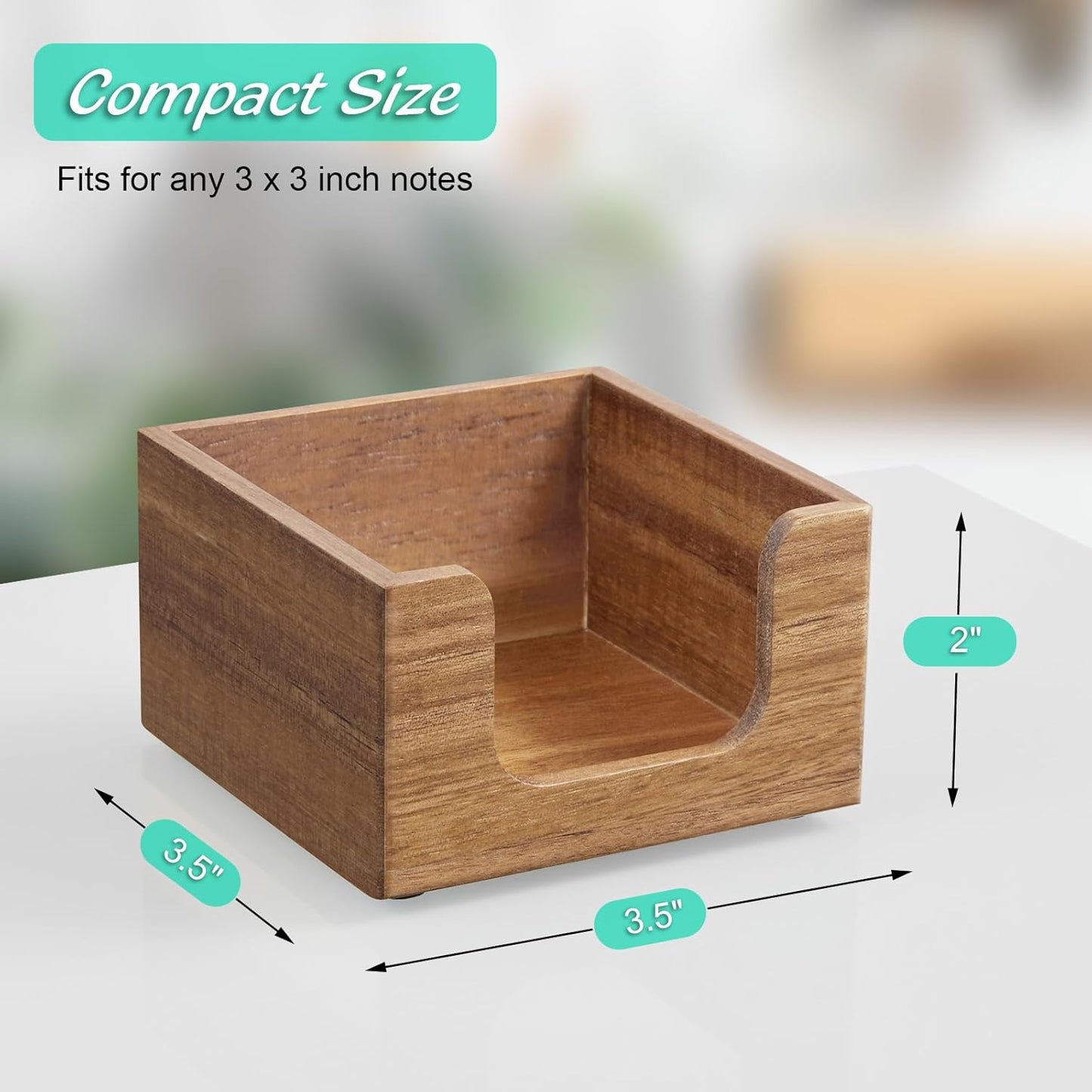 Acacia Wood Sticky Note Holder, Post It Note Dispenser for Office Desk Accessories, Self Stick Note Pad Holder, Memo Pad Holder Dispenser Organizer for School Office Desk Supplies