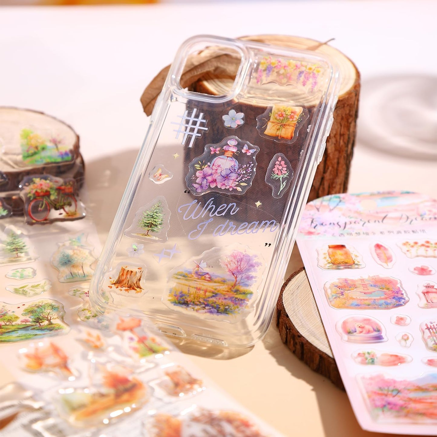 6pack Landscape 3D Epoxy Stickers, Cottagecore Aesthetic Scrapbook Supplies for Journaling, DIY Crafts, Phone Cases & Decorative Projects