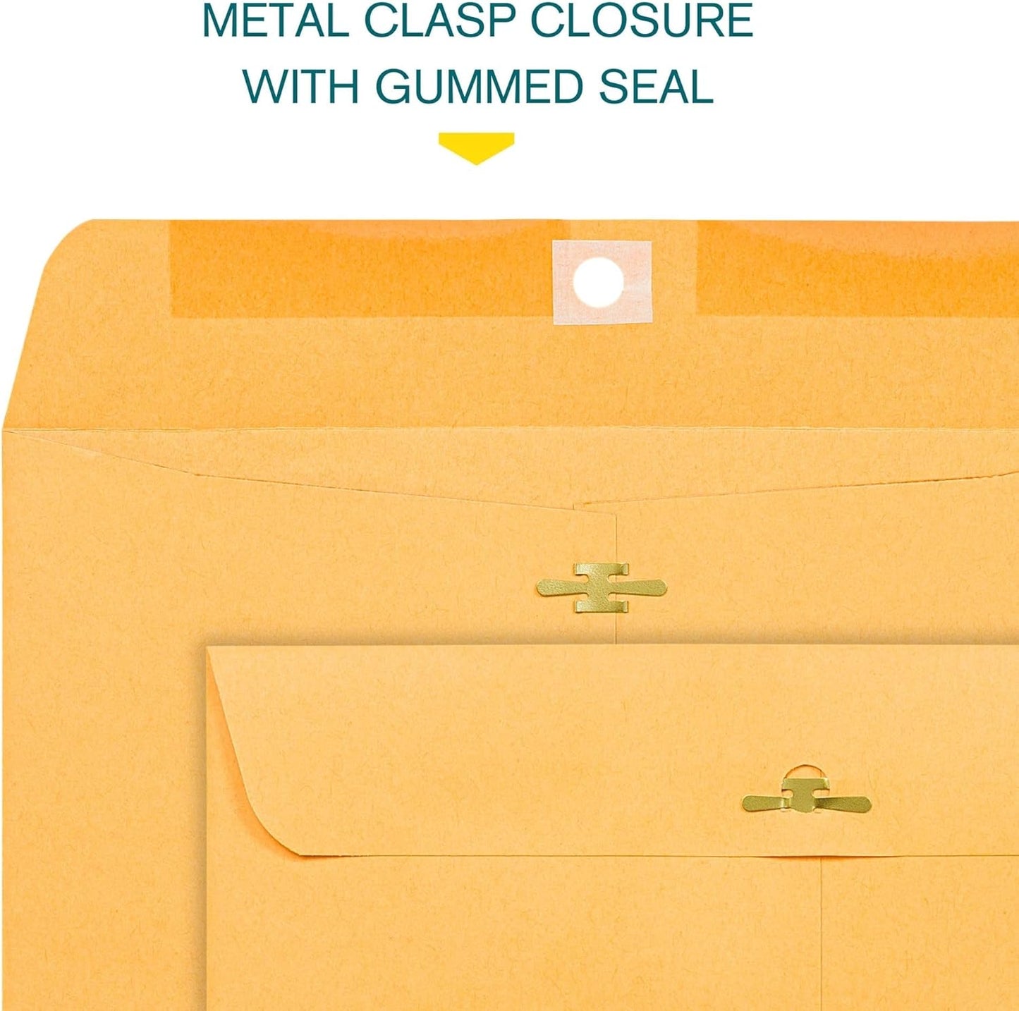 EnDoc 9 1/2 x 12 1/2 Clasp Envelopes - 100 Pack - Brown Kraft Catalog Envelopes Gummed Seal Closure – 28lb Heavyweight Paper 9.5x12.5 inch Envelopes for Home, Office, Business, Legal or School.