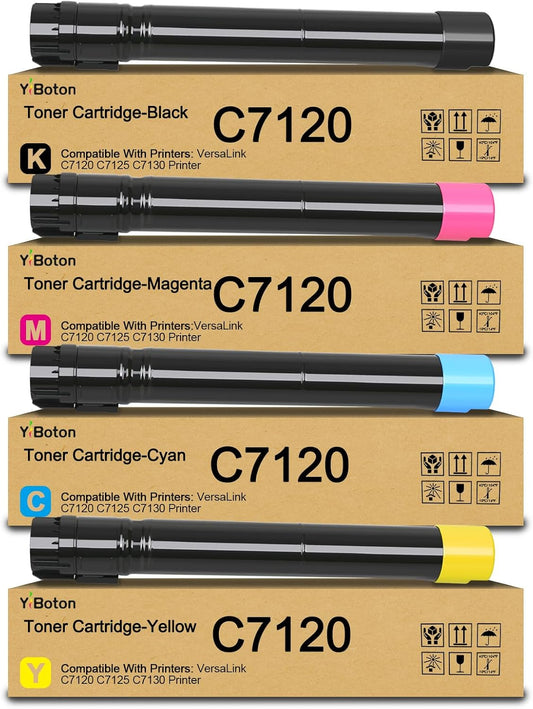 High Yield Versalink C7125 C7120 C7130 Toner Cartridge Replacement for Xerox 006R01824 006R01825 006R01826 006R01827 Toner for Versalink C7120 C7125 C7130 Printer (4-Pack Black Cyan Magenta Yellow)