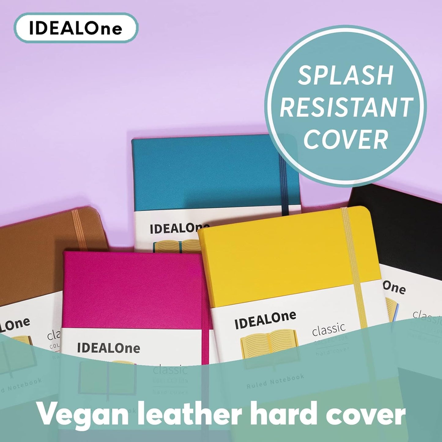 IDEALOne Dotted Hardcover Leather Journal Notebook–A5(5.7x8),College ruled Journaling Notebooks,160page,100GSM Paper,Journal for Women,Men,Notebooks for Work,Journals for Writing-Fuschia Pink