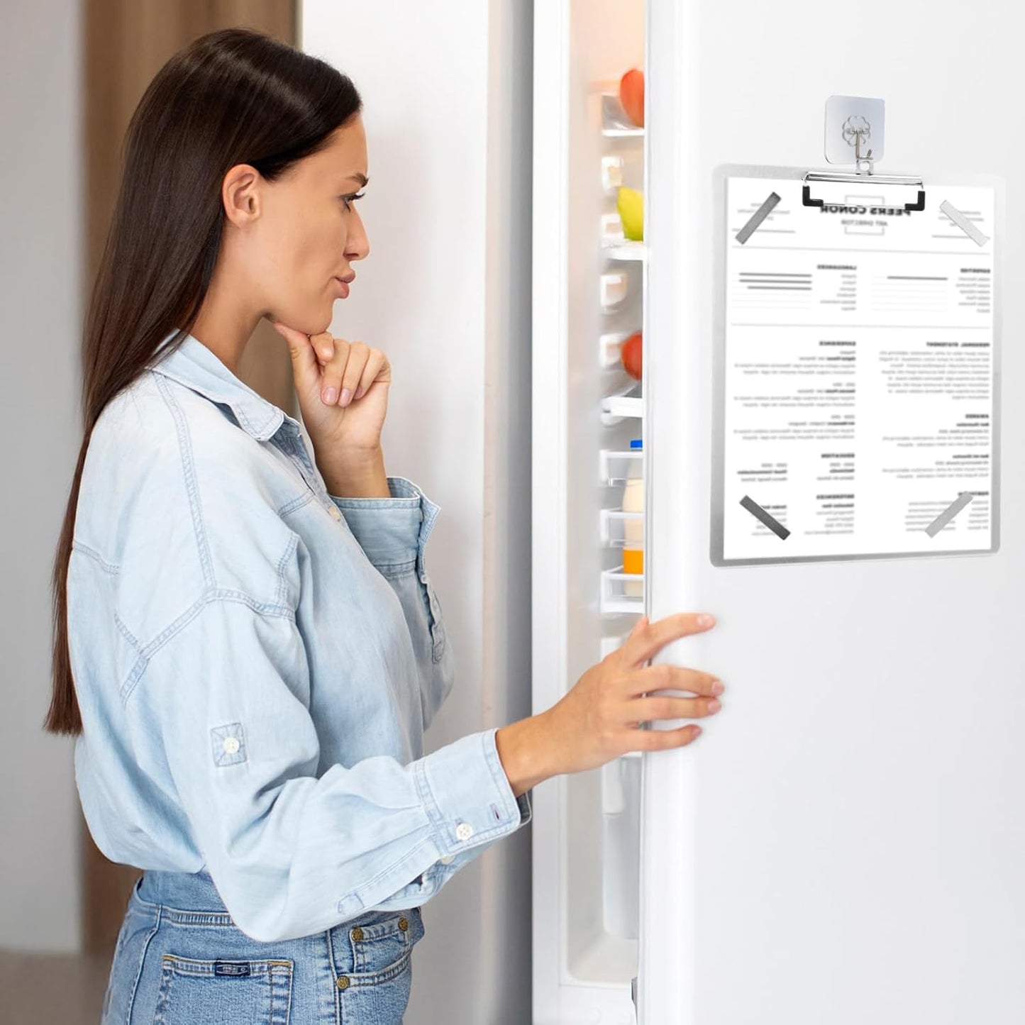 Seajan 3 Pcs Stainless Steel Magnetic Clipboards 9" x 12.5" Metal Clipboard with Low Profile Clip Hangable Board for Refrigerator Industry Office Teach