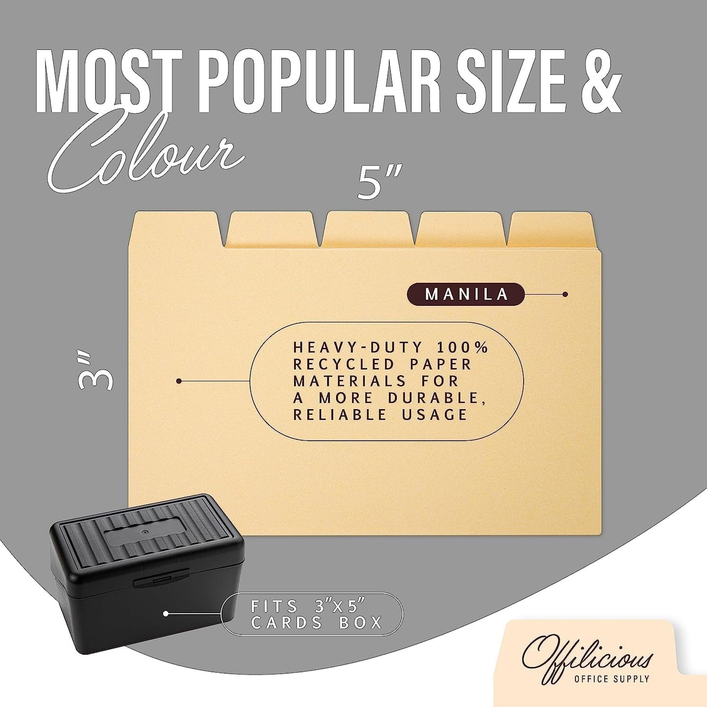 25 Manila Index Card Box Dividers - 3x5" with Tabs & 108 Stickers, Monthly & Recipe Guides, Greeting Card Dividers