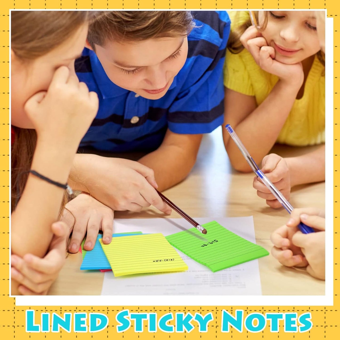 Yexiya 64 Pcs Lined Sticky Notes Self Stick Notes with Lines Bright Assorted Colors Sticky Pad for Home Office Products Post Memos, 1920 Sheets(4 x 6 Inch,Classic Color)