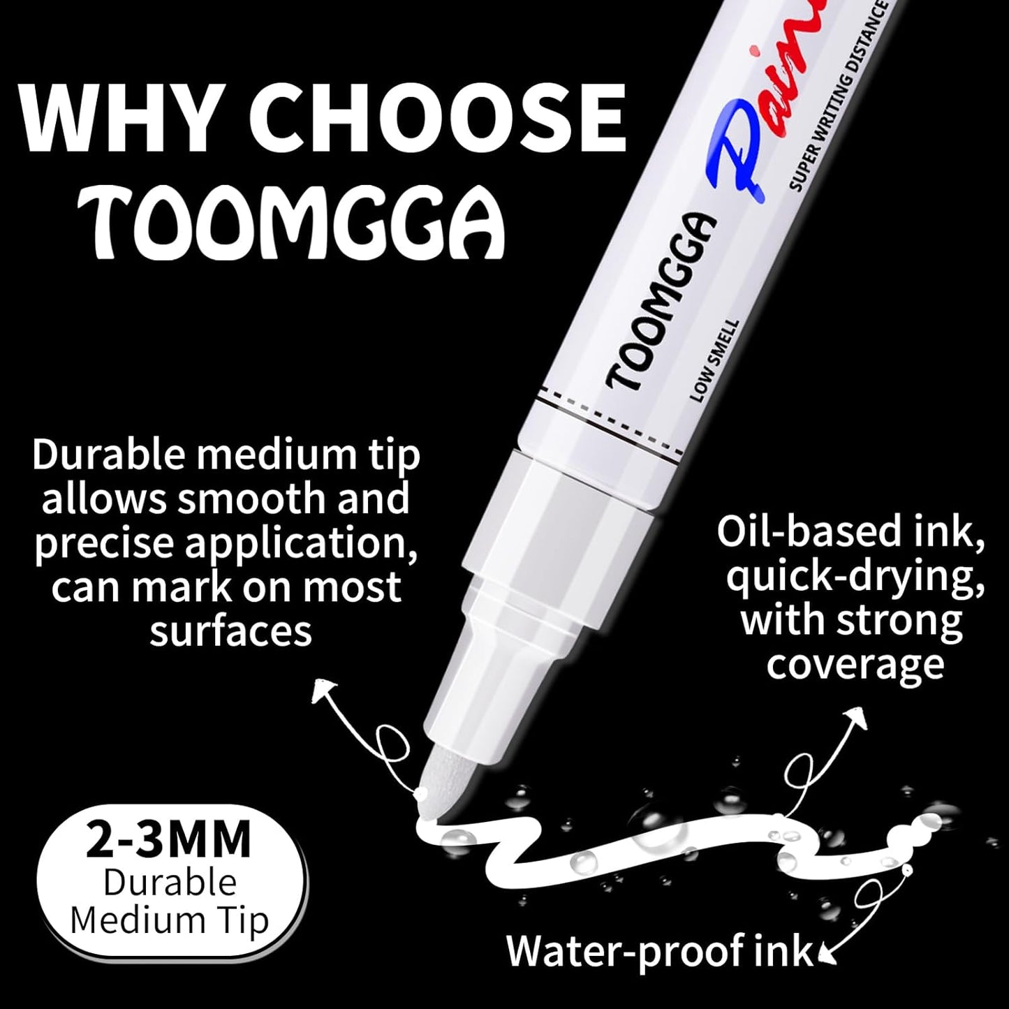 White Paint Pens Permanent Paint Markers - 24 Pack Oil Based Marking Pens, Medium Point, Quick Drying and Waterproof for Rock Painting Car Tyre Metal, Plastic, Canvas, Wood, Glass