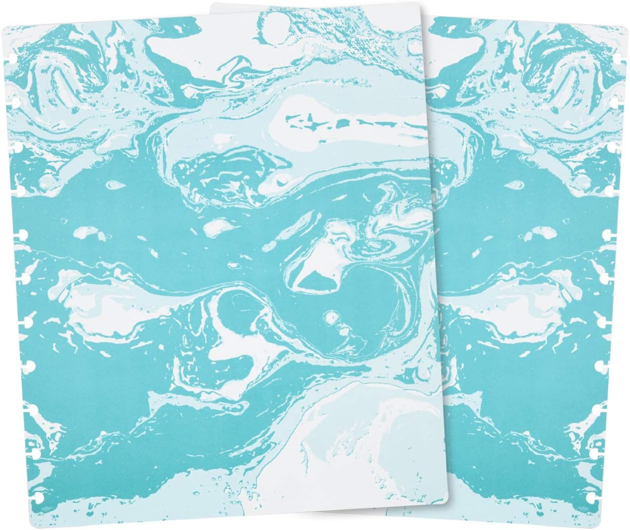 Talia Discbound Notebooks, Planner, Customizable, (yMarble Flow Turquoise w/Silver Discs, Letter (8.5in x 11in))