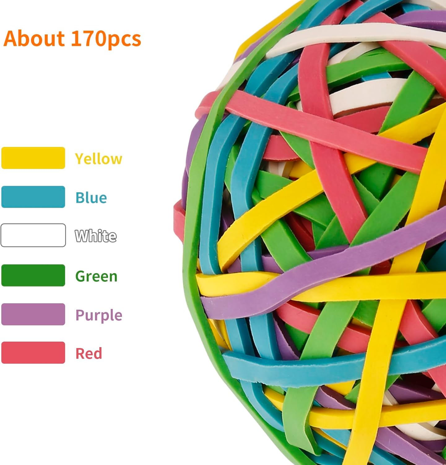 Eagle Rubber Band Ball, 170 Bands Per Ball, Assorted Colour