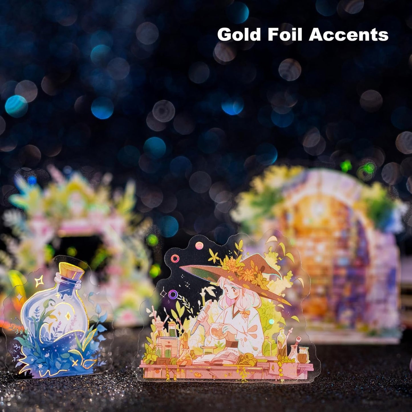 Magic-Themed PET Sticker Set, 80PCS Fantasy Adventure Stickers for Scrapbooking, Journaling, DIY Crafts, and Art Supplies