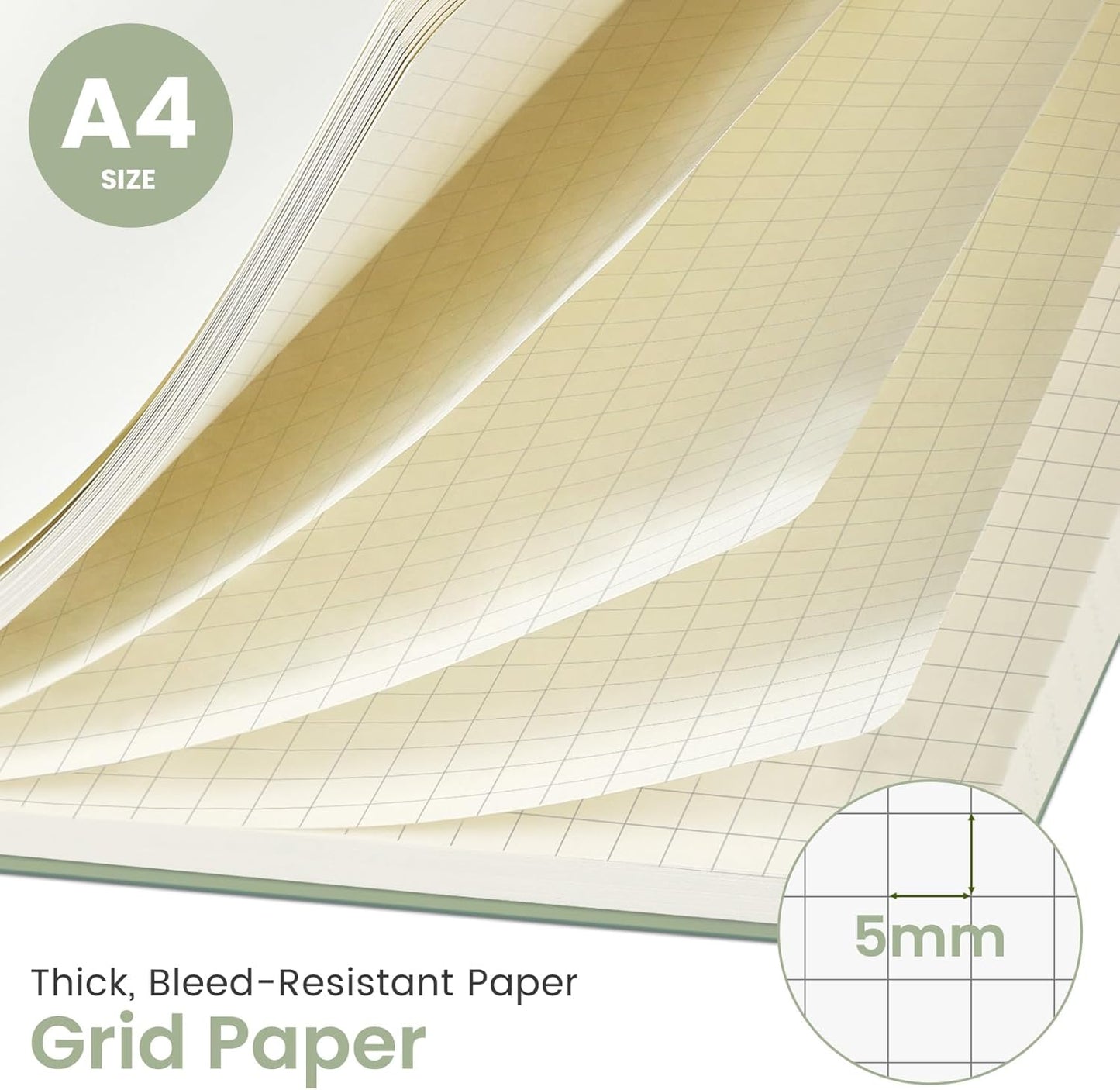 Taja Spiral Graph Notebook, 8.5"x11" Notebooks for Work, Large A4 Journal for Women & Men, Grid Notebook, Journaling Notebook for Writing, Plastic Cover Spiral Journal, Green