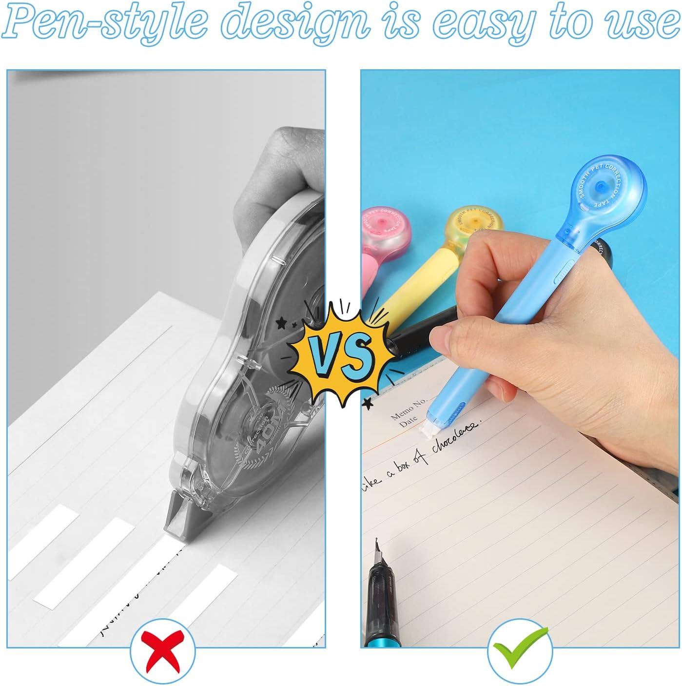 BESARME 12 Pieces Correction Tape Pen, Push Pull Protective, Easy to Use Applicator for Instant School Office Supplies, 1/5 X 236 Inch