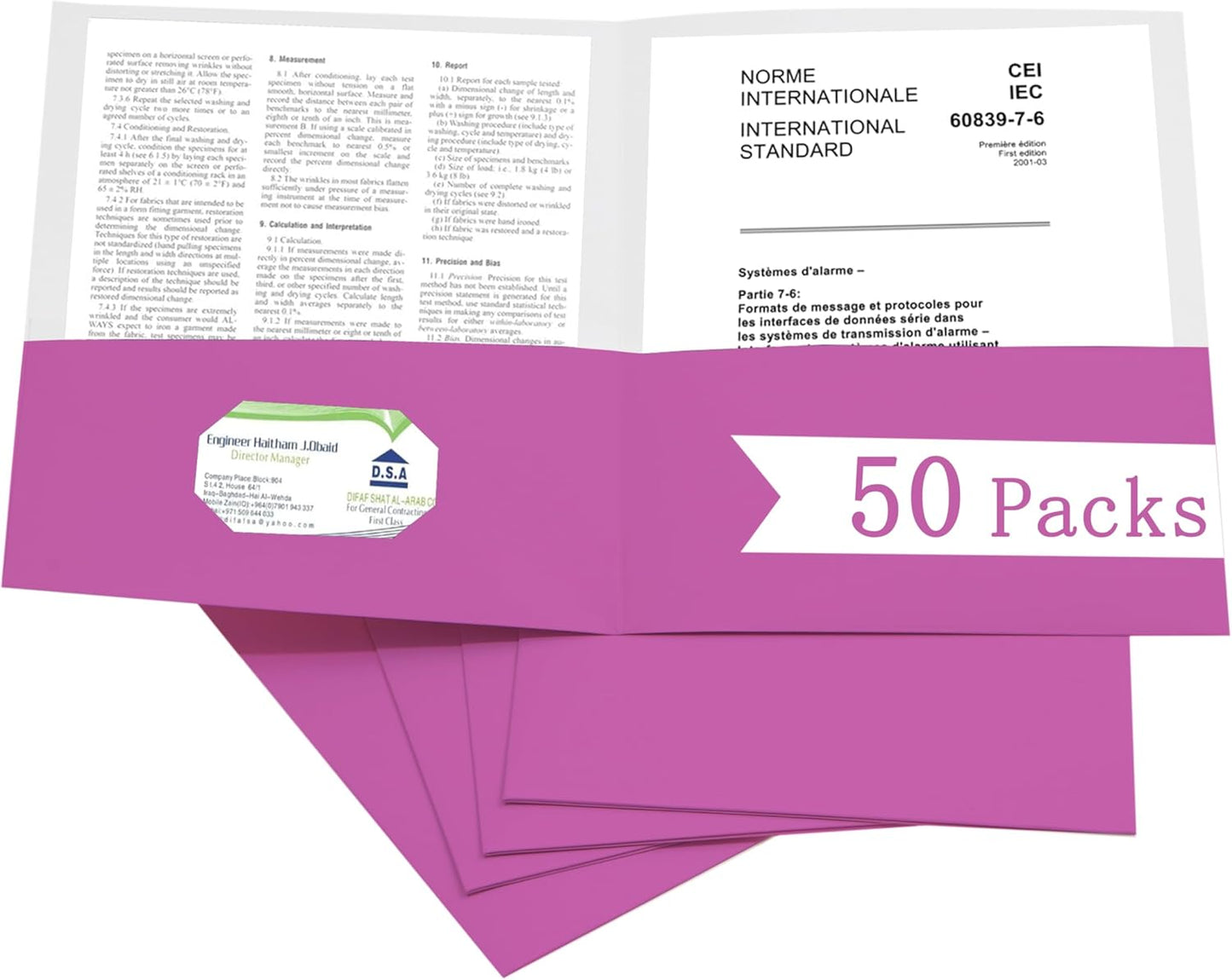 Zzrywuty 50 Packs Heavy Duty 2 Pocket Folders with Business Card Slot,Holds 100 Sheets Fits Letter Size File Folder Presentation Folder for School,Office,Home(Rose Purple)