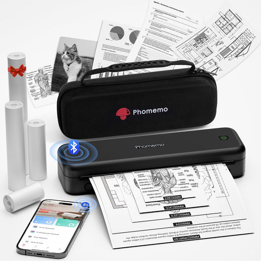Phomemo Portable Printers Wireless for Travel Upgraded, M834 Bluetooth Thermal Printer 8.5" x 11"& A4 Size,Inkless Mobile Printer with Carry Case for Travel,Office,School,Car,Home,Black
