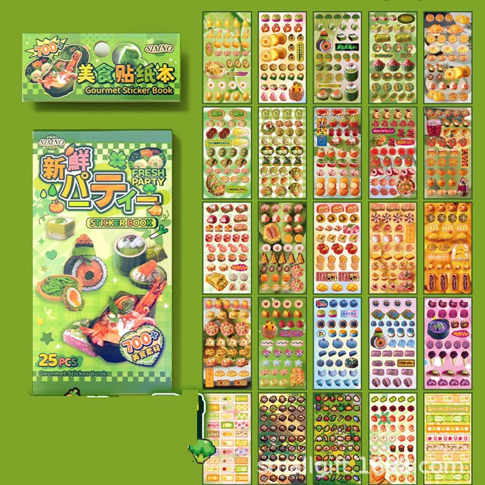 Alideco 25pcs Scrapbook Stickers Vintage Cute Cake Dessert Food Sticker Book for Adults Sticker journaling Stickers for Scrapbooking (xinxianpaidui)