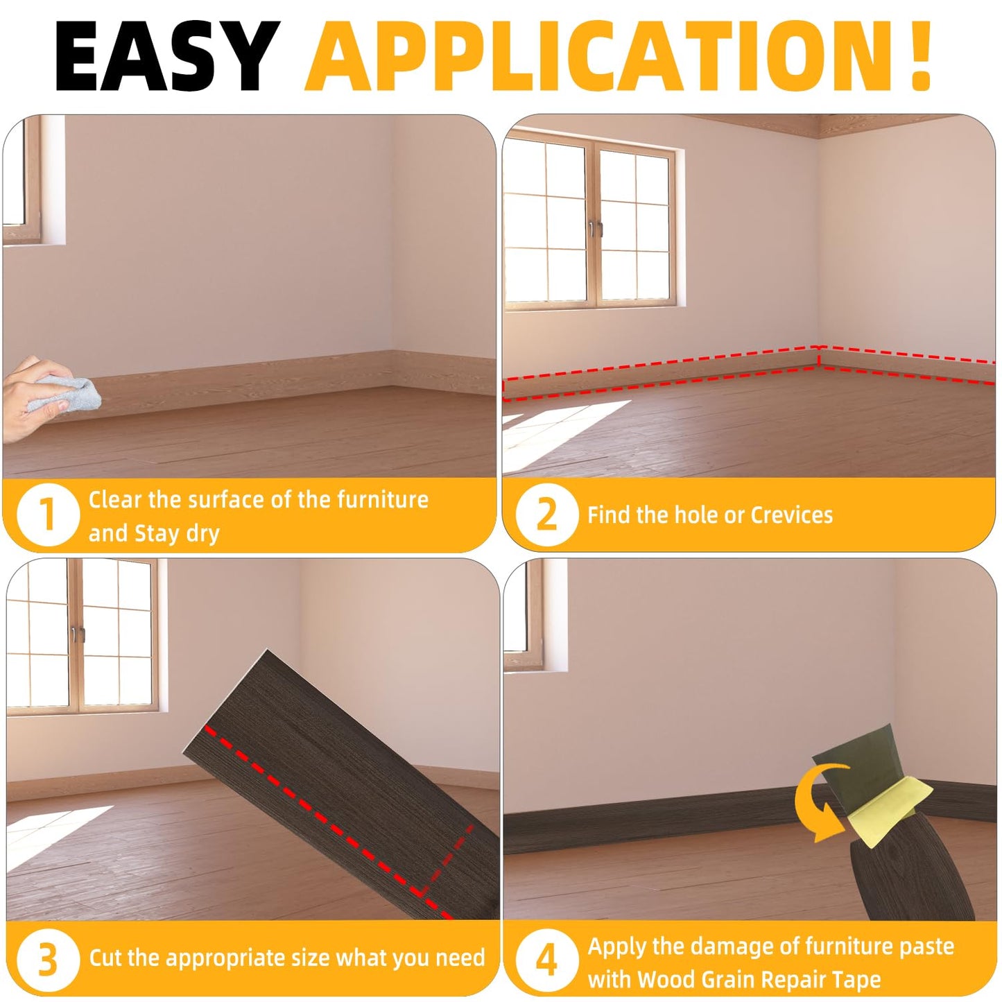 GSCIT Club Wood Grain Repair Tape, 2.4 inch X 250ft Self Adhesive Red Walnut Grain Repair Patch for Tables, Chairs, Baseboards, Doors, Windows, Floors, Handicraft DIY.