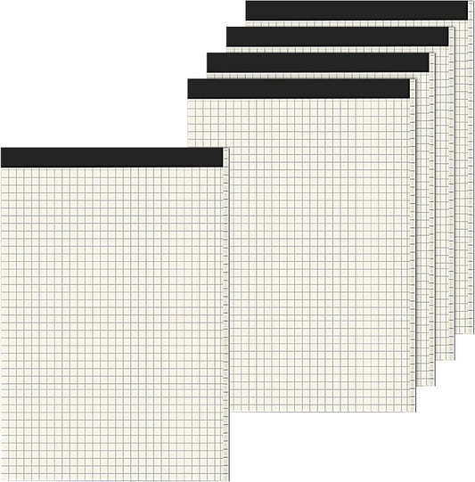 5 Pack A4 Graph Paper Pads, Quad Grid Paper Pad, 80 Sheets/Pad, Graph Paper Notebook for Office Supplies, Architects, White