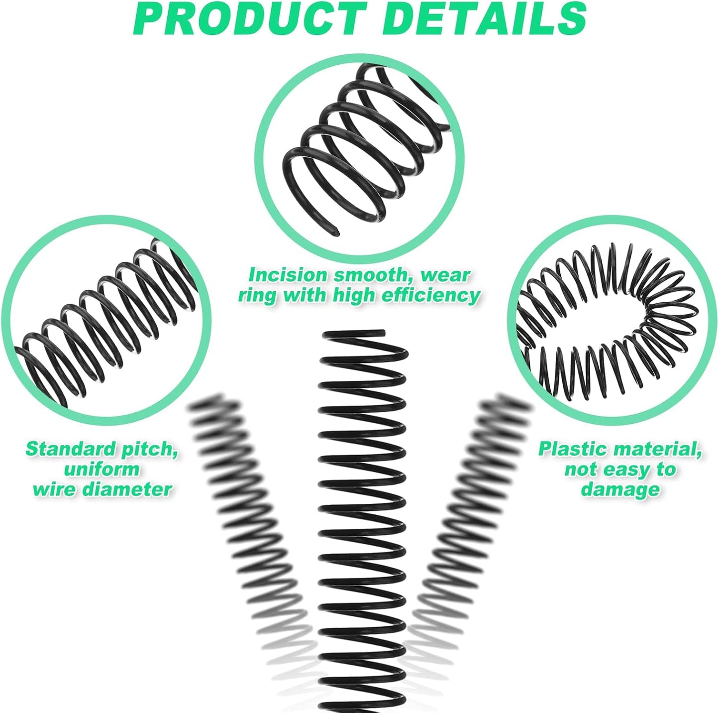 Leinuosen 120 Pack Plastic Spiral Binding Coils Kit Spirals Multi Size Coils for Binding Binder Combs Spines(1/4 5/16 3/8 1/2 5/8 3/4 Inch,Black)