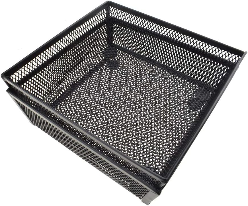 HAHIYO Stackable Mesh Tray Cup 6 x 6 x 2 inches Sturdy Container for Desk Drawer Organizer Collection for Home Office School kitchen Soft Foam Feet No Sharp Edges 2 Pack Black