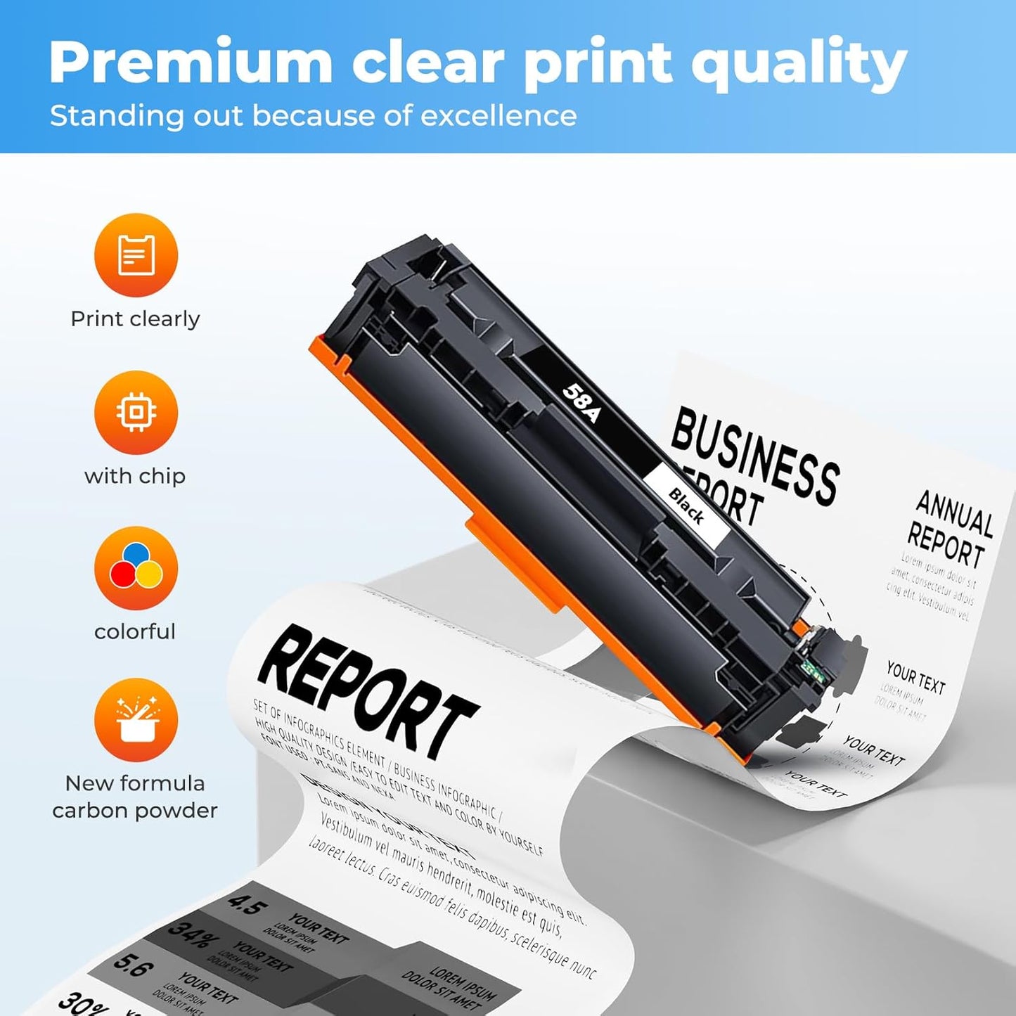 58A Toner Cartridge Black for Laser Jet Enterprise M406dn Pro M404dw, Compatible with HP 58X CF258X Toner Cartridges for HP58A CF280A Color Laser Jet Pro M404dw M404dn Enterprise M406dn MFP M428fdw