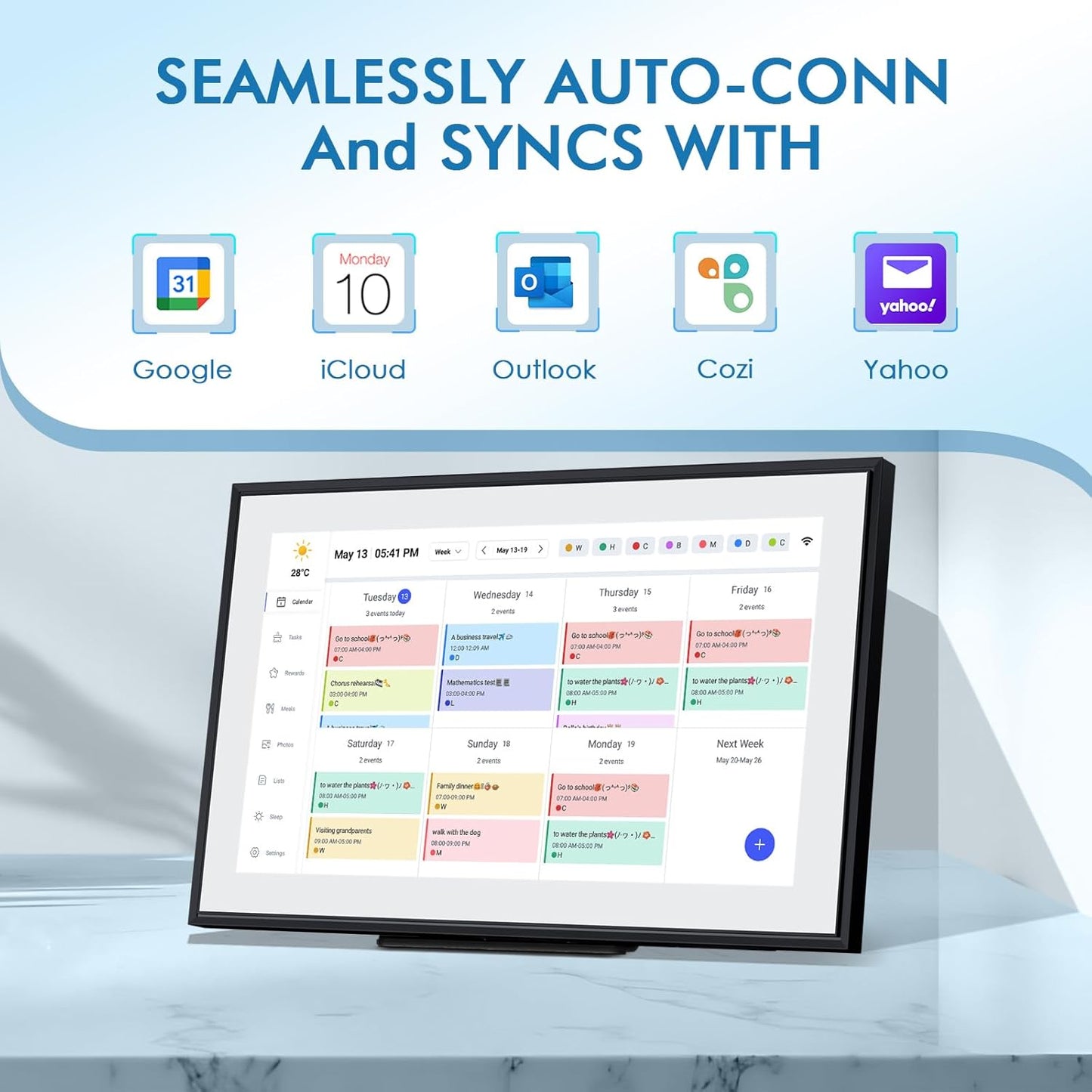 Calendar Digital 15.6 Inch Electronic Calendar&Chore Chart, 1920 * 1080P IPS Touchscreen Wall Smart Weekly and Monthly Planner for Family Black Gift for Mother mom Women