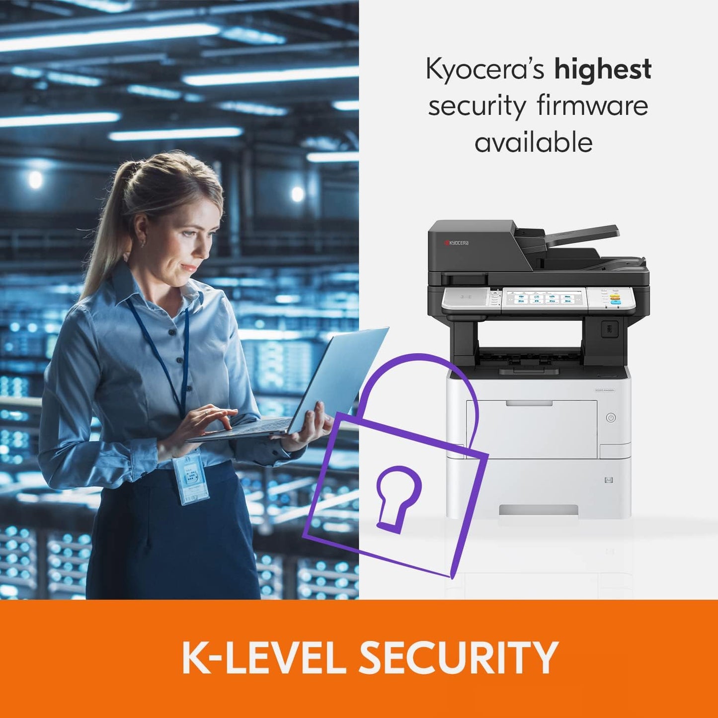 KYOCERA ECOSYS MA4500ifx All-in-One Monochrome Laser Printer (Print/Copy/Scan/Fax), 47 ppm, Up to Fine 1200 dpi, Gigabit Ethernet HyPAS Capable, 7 inch Touchscreen Panel, 512 MB