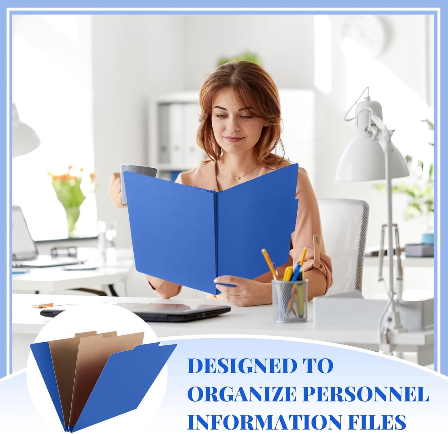 24 Pcs Classification Folders Letter Size, 2 Pocket Dividers Pressboard File Folder with Fasteners, Expanding File Organizer Bulk for Teachers, Clergy, Office, Church, Christmas (Dark Blue)