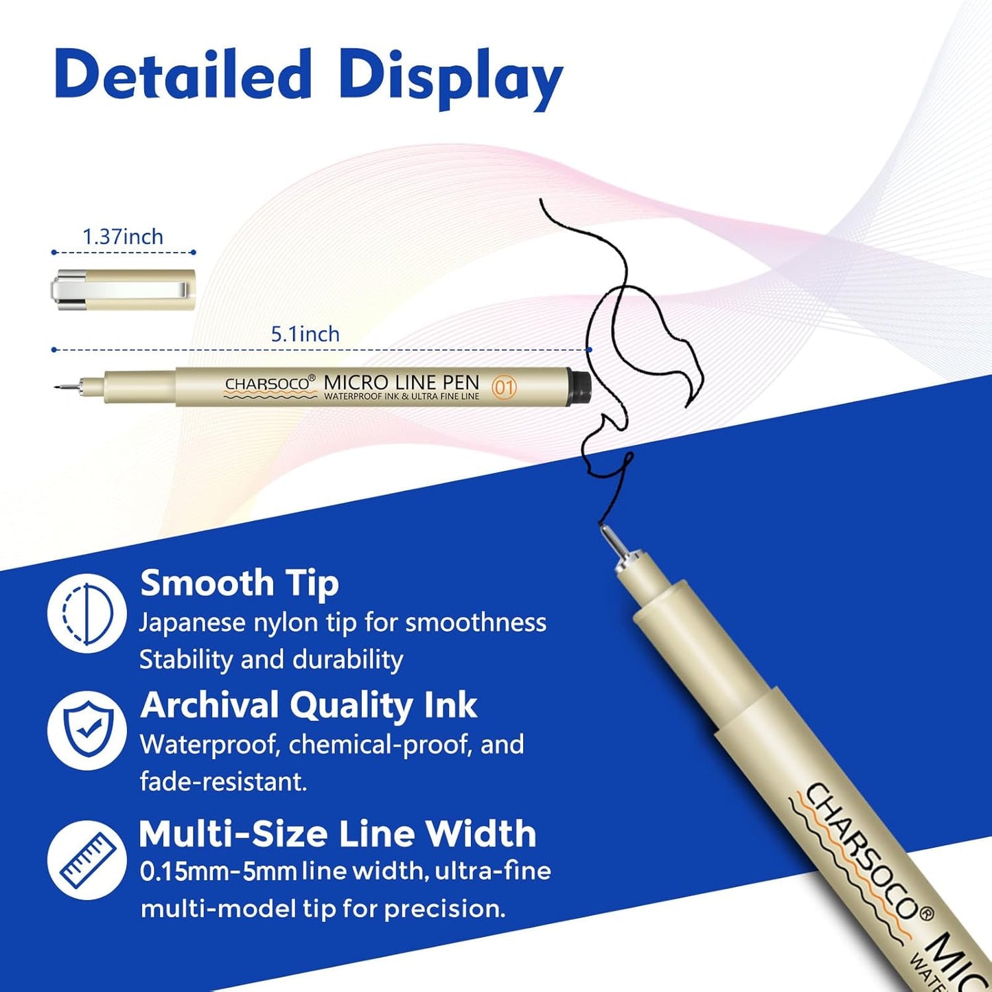 02 Micro Pen, Black Fine Point Pen with Waterproof Archival Ink, 0.28mm Fineliner Ink Pens for Artist Illustration, Sketching, Anime, Manga, Technical Drawing and Scrapbooking