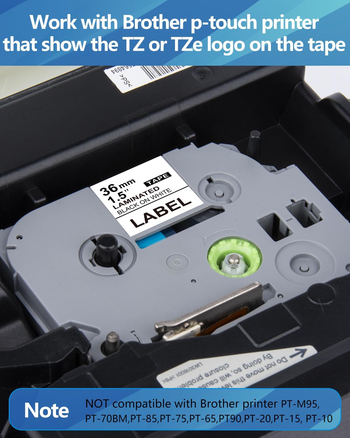 Weemay Compatible 3 Pack TZe-261 Replacement for Brother P-Touch Label Tape 36mm 1.4 Inch Laminated White TZe TZ Tape TZ-261 TZ261 TZe261 for Ptouch PT 3600 530 Printer, 1.4" x 26.2'