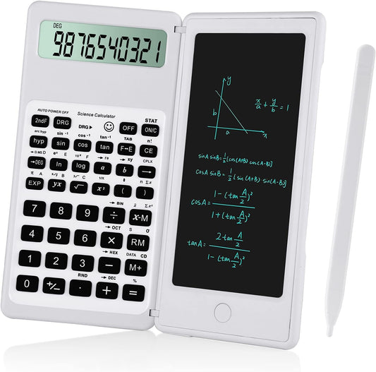 Scientific Calculators for Students, White Math Calculator with Notepad,10-Digit Large Screen, Classroom Must Haves for Middle High School Supplies & College (White)