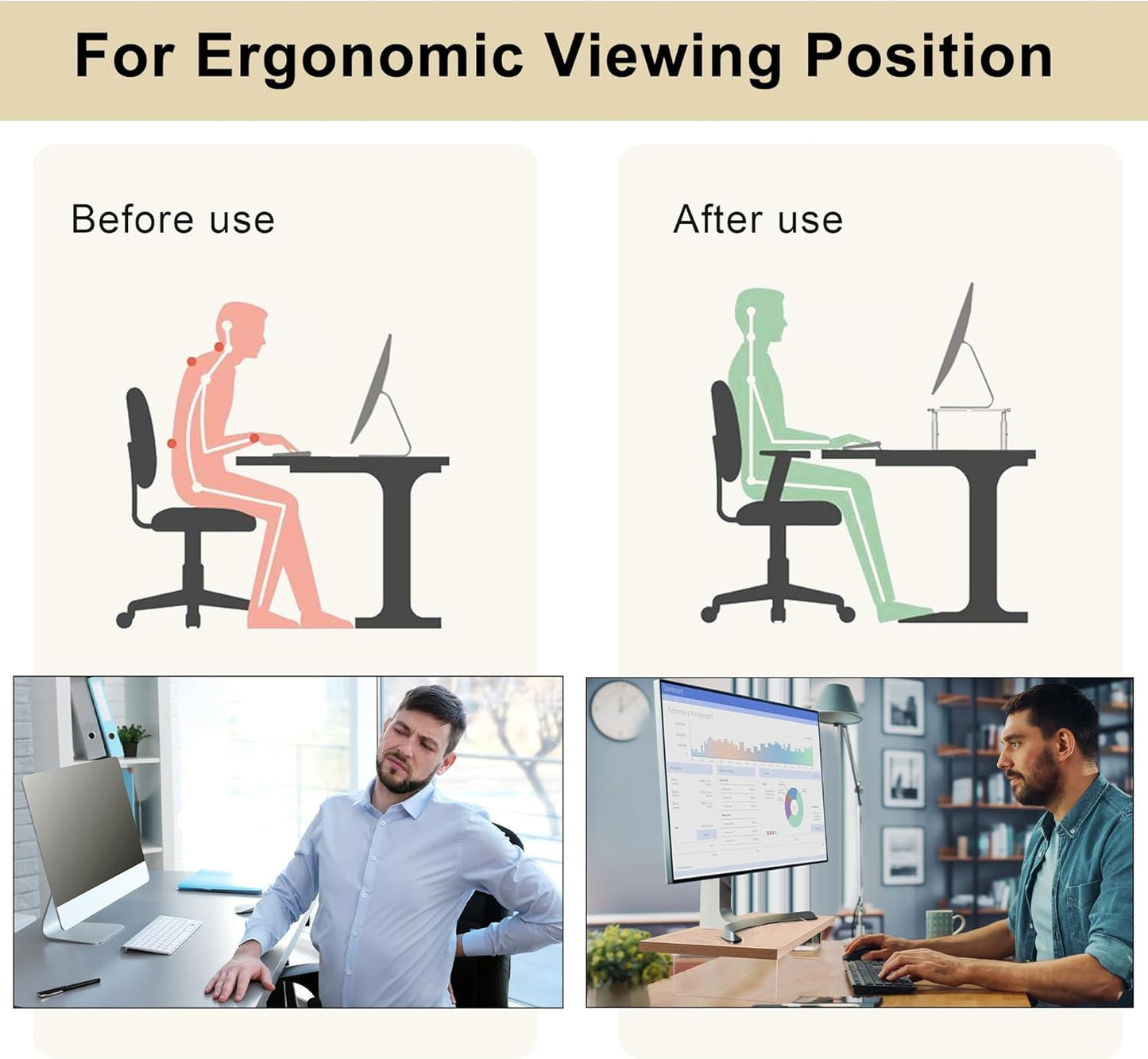 Monitor Stand Riser,Wood & Acrylic Computer Monitor Stand with LED Light,Desk Accessories Desktop Organizer Stand for Computer,Laptop,Printer,PC & TV Screen Riser… (All White)