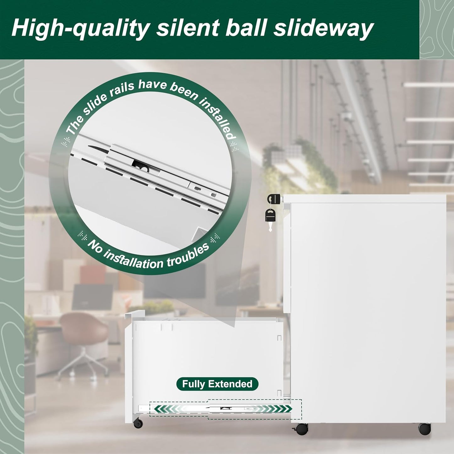 Superday 2 Drawer File Cabinet, Metal Rolling Filing Cabinet with Lock, Small File Cabinets with 2 Drawer, Filing Cabinets for Home Office Fit A4/Letter/Legal, Easy Assemble, White