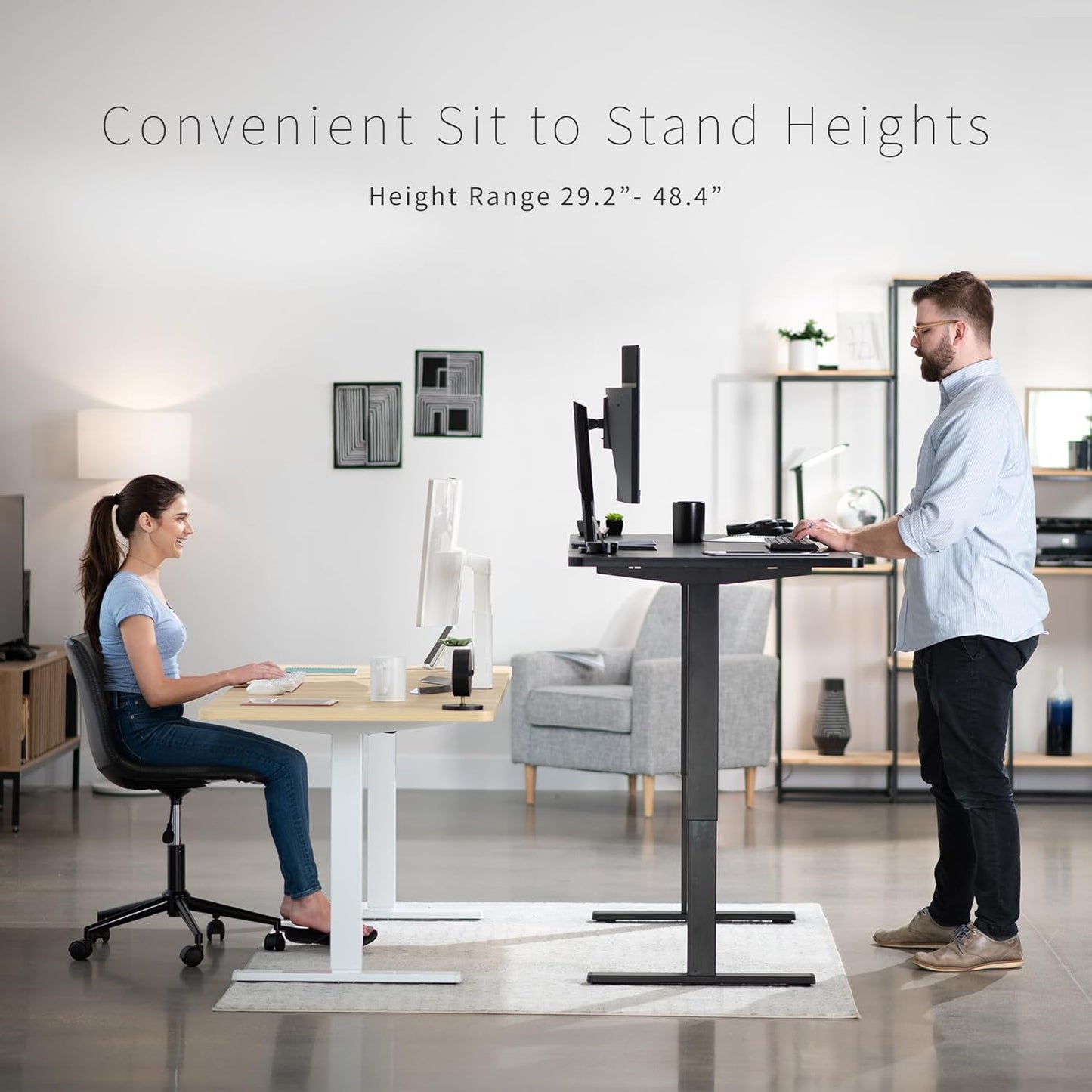 VIVO Electric 71 x 30 in Standing Desk, Memory Height Adjustment, 1B Series, White Top Black Frame, DESK-KIT-1B7W