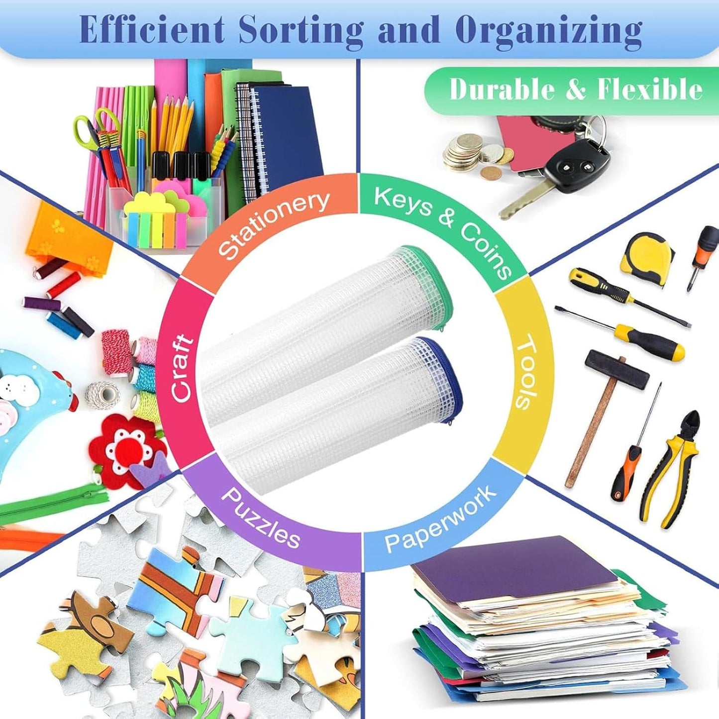 Jetec 32 Pcs Mesh Zipper Bags Toy Storage Bikini Organizer Bag Bolsas Para Guardar Trajes De Baño Waterproof Zipper Reusable Pouch Puzzle Multipurpose for Storage Office(Cute Color,7.5 x 5 Inch)