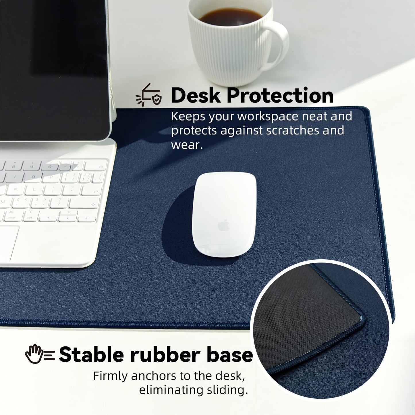 Waterproof Large Gaming Mouse Pad with Durable Stitched Edges, Non-Slip Rubber Base, Smooth Surface Mouse Mat Desk Pad for Home Office Gaming, 35.4"x15.7"x0.12", Dark Blue