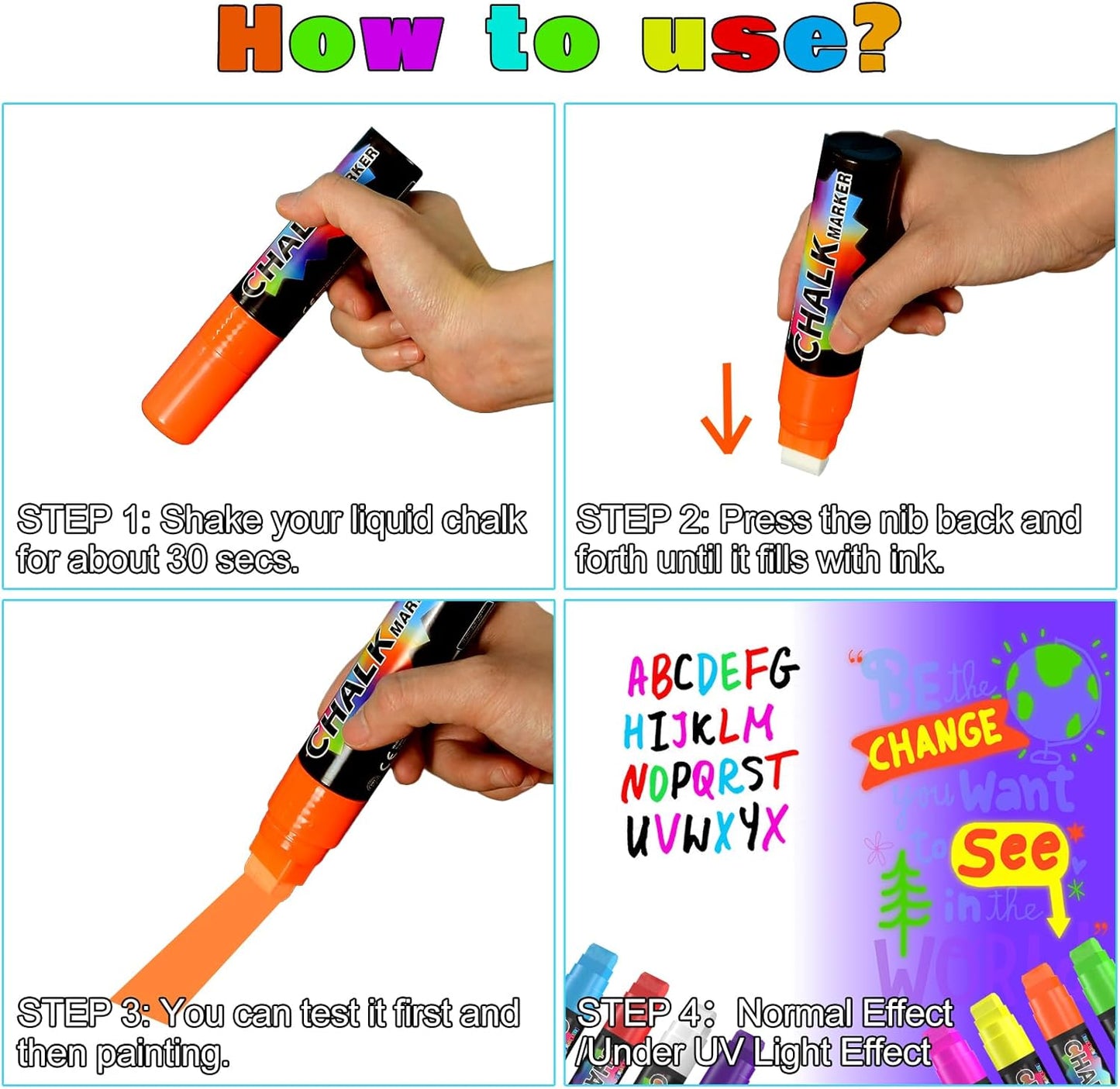 FansArriche Jumbo Chalk Markers, 15mm Window Markers for Glass Washable, 12 Colors Liquid Chalk Marker Erasable for Chalkboard, Blackboard, Car