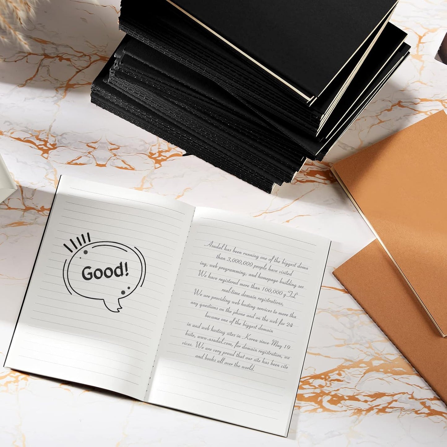 150 Pack Kraft Notebook Journals 5.82 Inch x 4.13 Inch A6 Journal Softcover Notebooks Bulk for Kids Student Writing Sketch Travel Journal Office Notepad with 48 Pages 24 Sheets, Lined (Black, Brown)