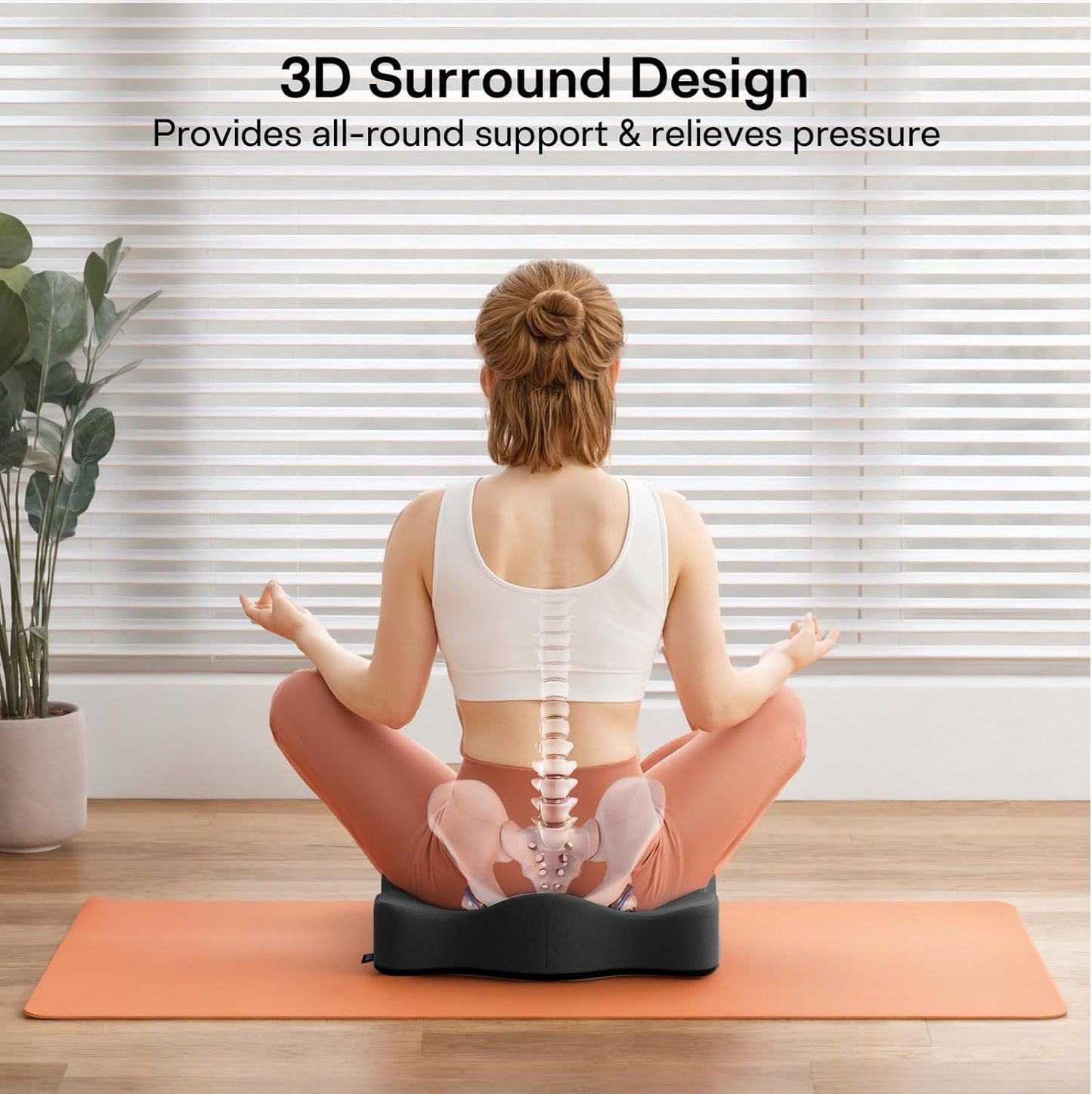 Seat Cushions for Office Chairs - Pressure Relief Seat Cushion - Car Seat Cushions for Pressure Relief, Tailbone Pain, Sciatica & Back Pain Relief for Office Chairs (Jet Black)