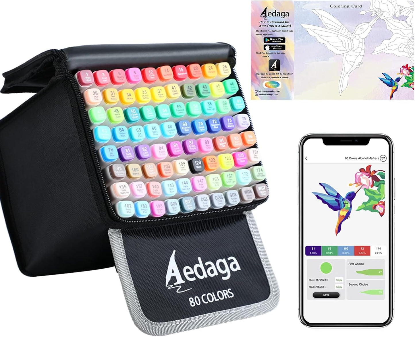 YHC 80 Colors Alcohol Markers for Artists, Free APP for Coloring, Dual Tips Alcohol-Based Markers for Drawing,Painting and Sketching, Great Gift Idea for Kids and Adults