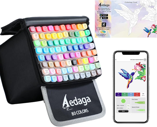YHC 80 Colors Alcohol Markers for Artists, Free APP for Coloring, Dual Tips Alcohol-Based Markers for Drawing,Painting and Sketching, Great Gift Idea for Kids and Adults