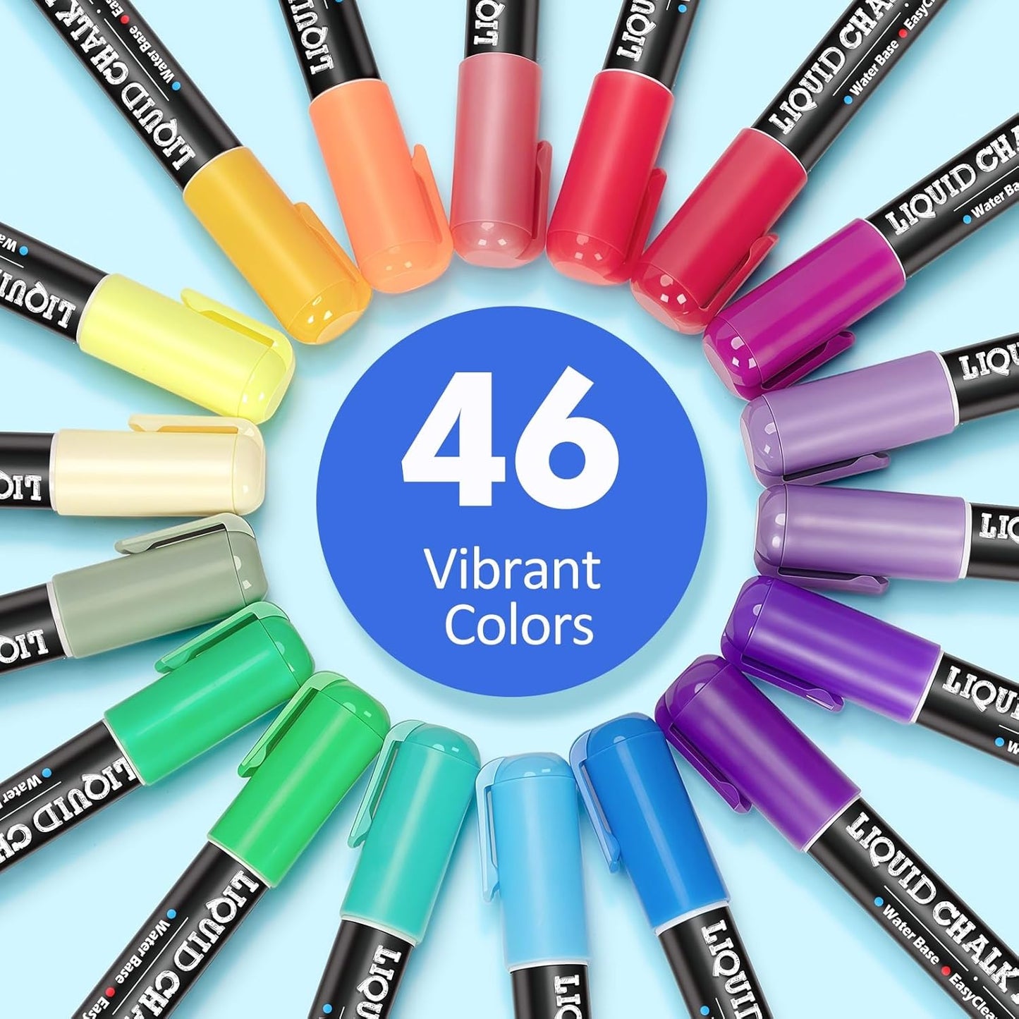 46 Pack Liquid Chalk Markers for Blackboard, Dry Erase Markers Pens for Chalkboard Calendar Window Car Glass, 6mm Reversible Tip, Dust-Free Chalk Pens for School Kids Bistro Businesses Restaurants