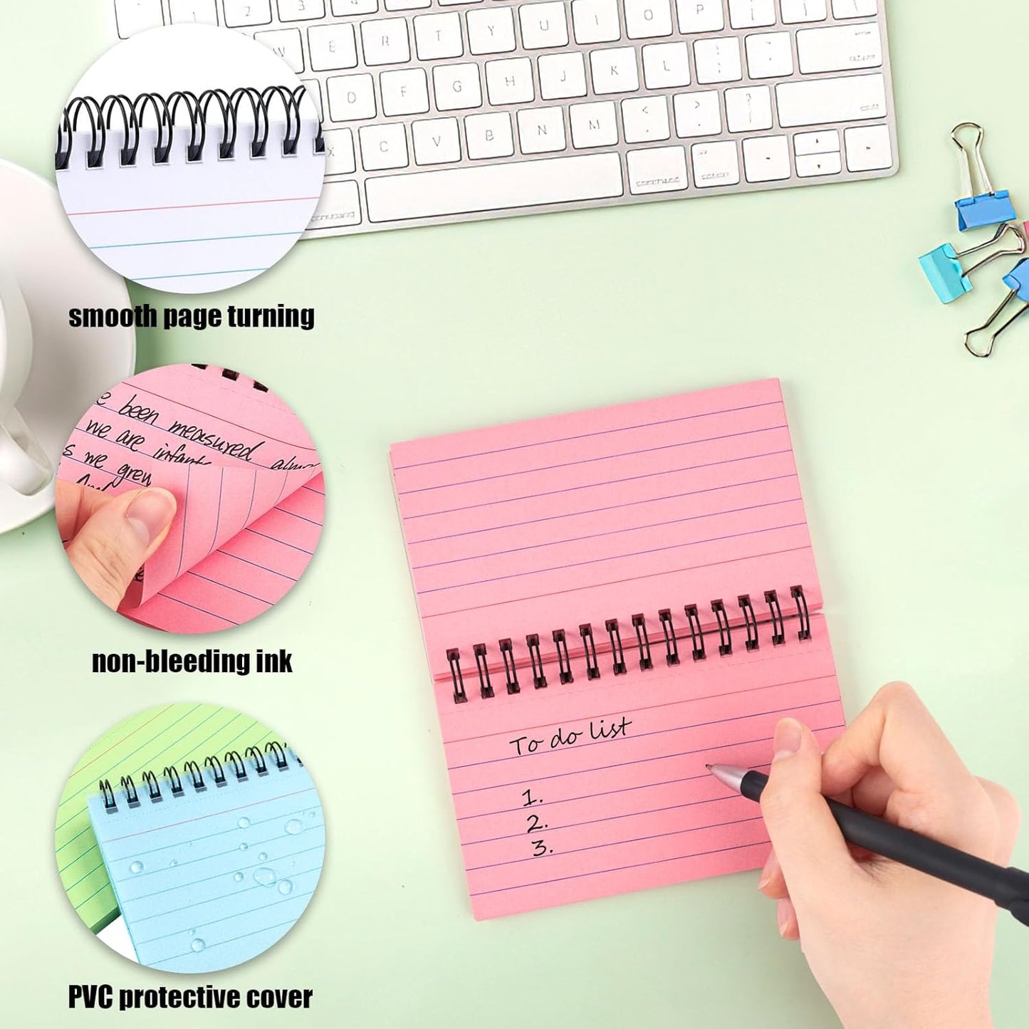 Koogel 500PCS Index Cards 3x5, Colored Ruled Index Cards with Rings for Back to School, Flashcards Heavy Notecards with Waterproof Covers for Studying School College To Do List Supplies, 5 Colors