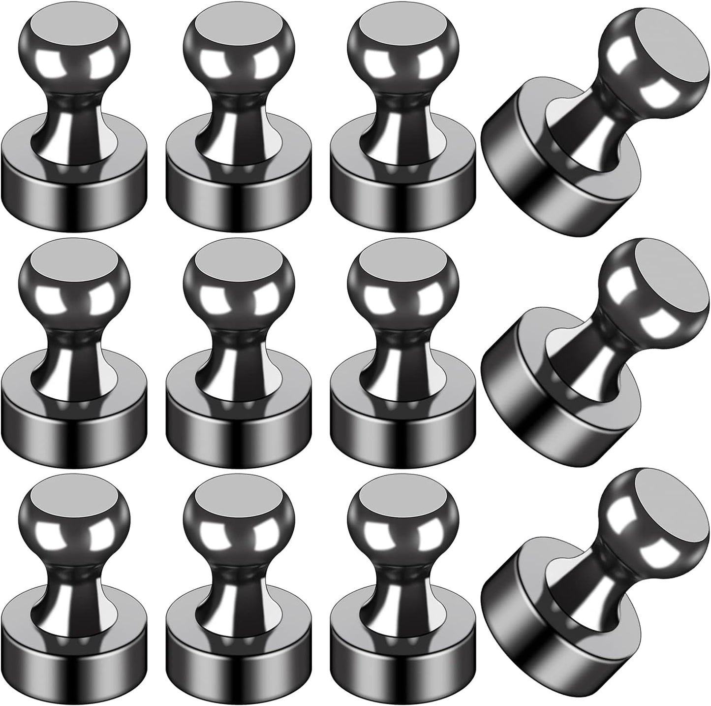 LOVIMAG 12Pcs Black Fridge Magnets, Small and Strong Magnets for Whiteboard, Office, Classroom, Map, Kitchen