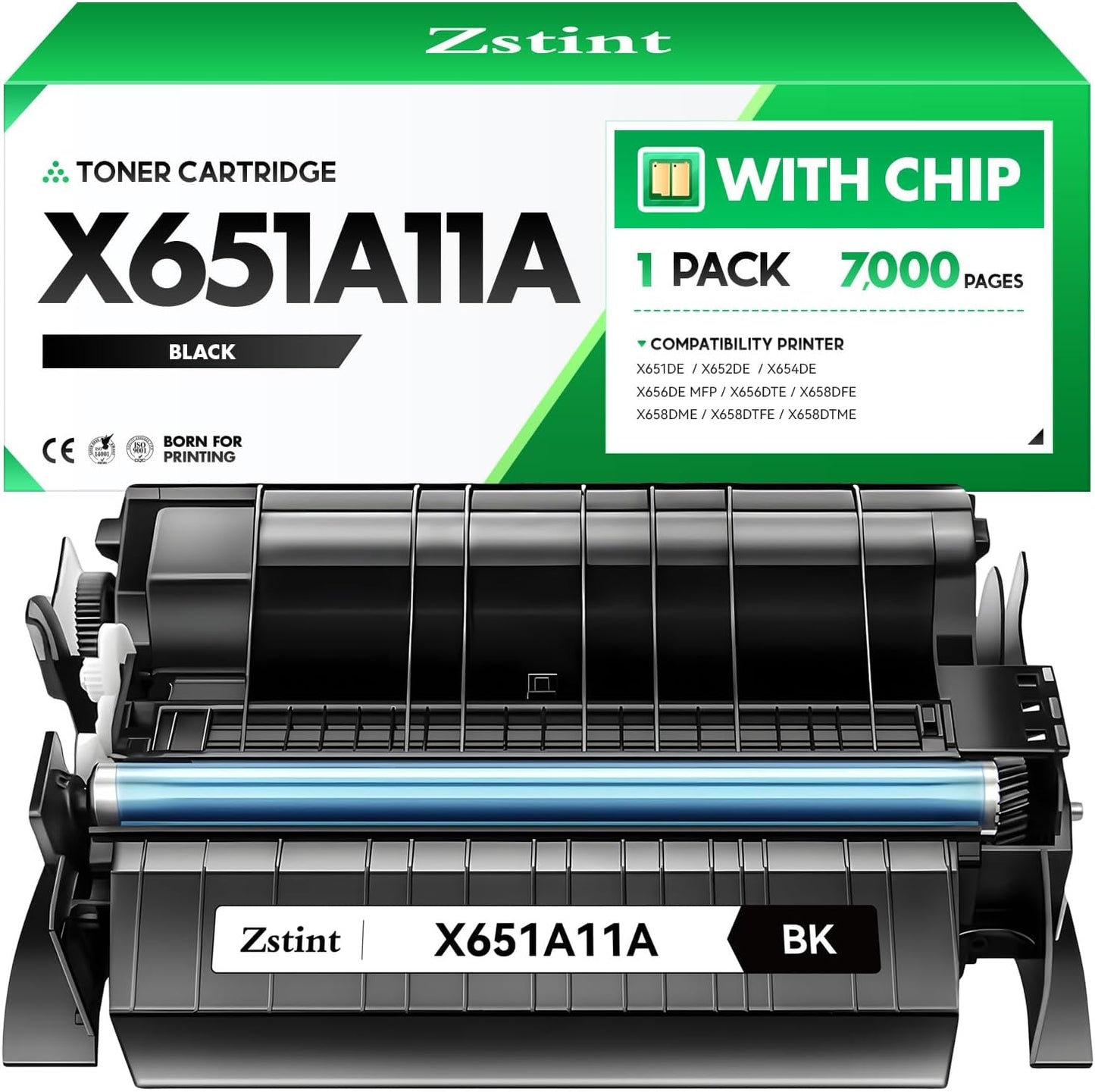 X651A11A Black Toner Cartridge with chip High Yield 1-Pack Replacement for Lexmark X651A11A Toner Compatible with Lexmark X651DE X652DE X654DE X656DE X656DTE X658DFE X658DME X658DTFE X658DTME Printer