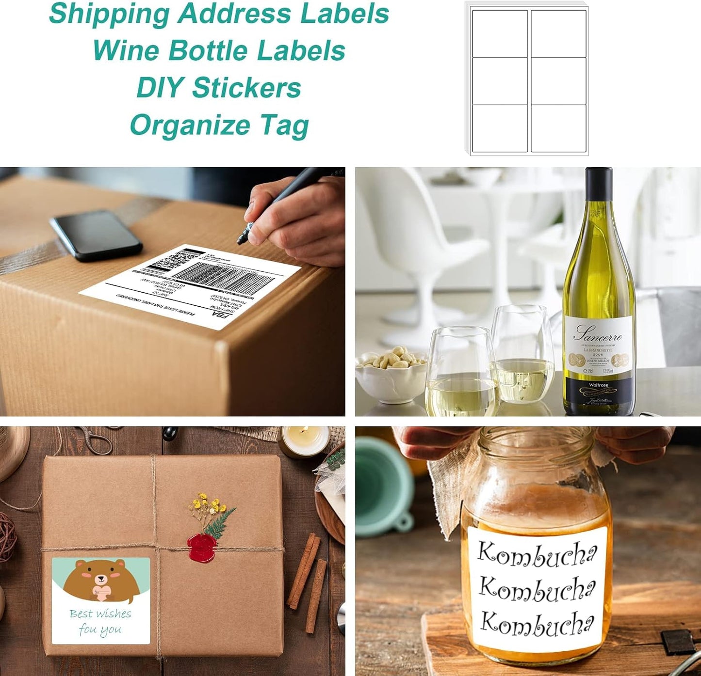 MFLABEL 3-1/3" x 4" Shipping Address Sticker, FBA Labels, 6-UP Sticker Label, White Shipping Label, Easy to Peel, Address Paper for Laser/Ink Jet Printer, 6 Per Page (96000 Labels, 16000 Sheets)