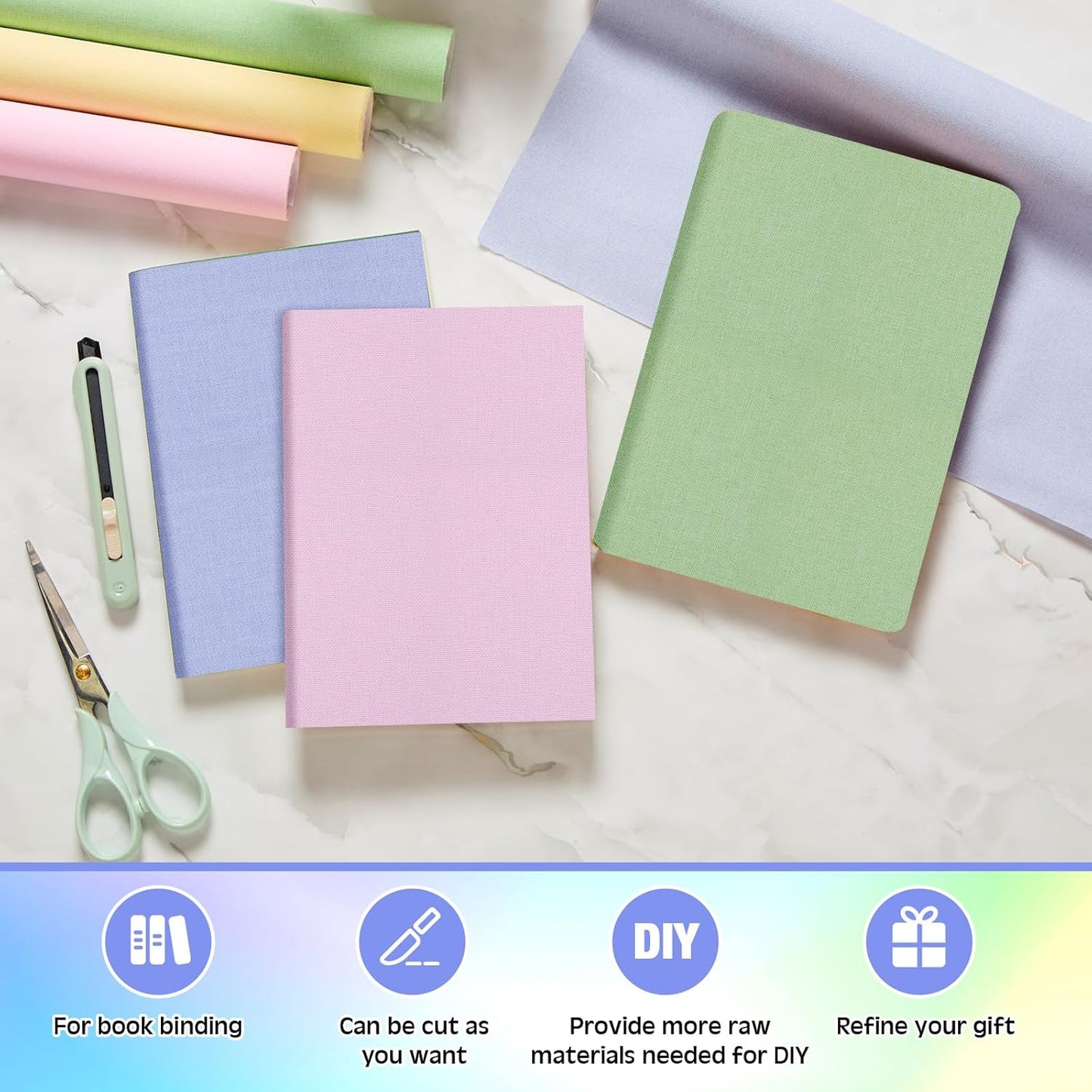 4 Pcs Book Cloth Bookcover Fabric Surface with Paper Backed Book Binding Cloth Fabric Book Cover for Scrapbooking Album DIY Craft Supplies Home, 4 Colors(Morandi Color,40 x 16 Inches)