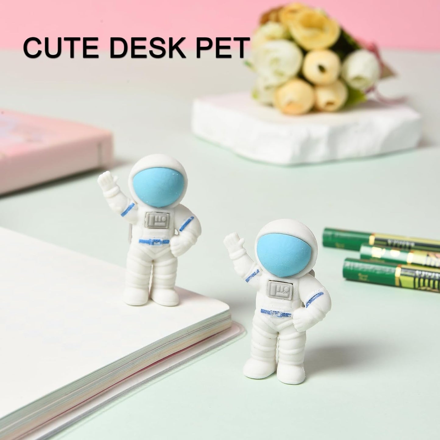 18Pcs Cute Outer Space Themed Erasers for Kids Bulk, Kawaii Fun Spaceman Desk Pet Pencil Erasers for School Classroom Supplies Prize Gifts Party Favors