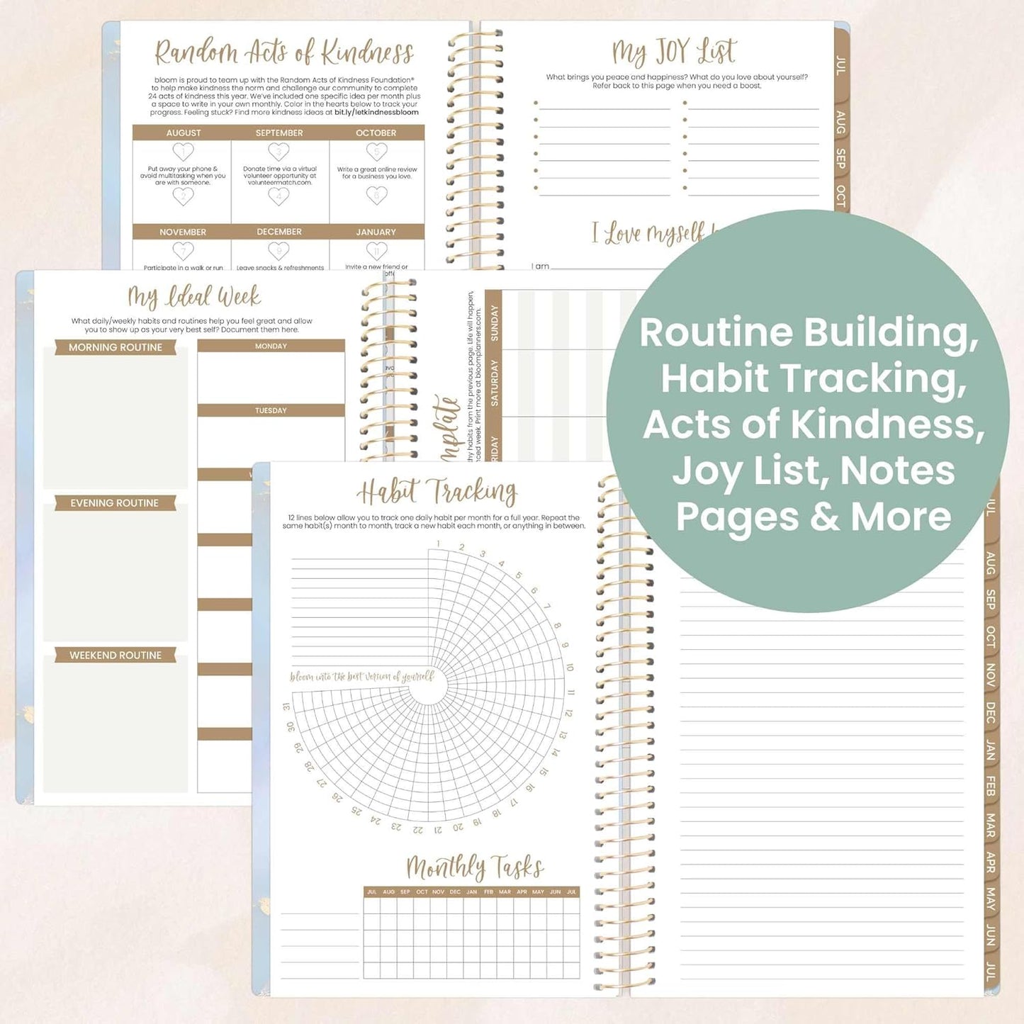 bloom daily planners 2025-2026 Academic Year Daily Planner (July 2025 - July 2026) - A5 Weekly & Monthly Calendar Agenda Organizer Book with Stickers - 5.5" x 8.25" - Iridescent Opal