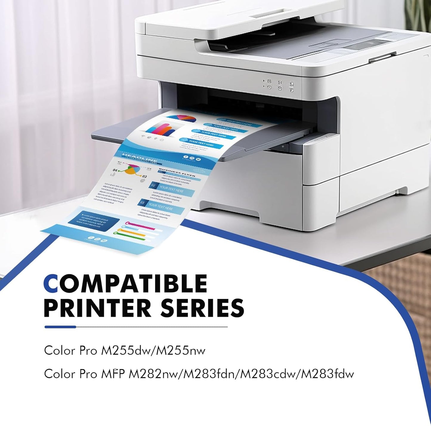 206A Toner Cartridges 4 Pack M283fdw M283cdw Set Compatible Replacement for HP 206A 206X Color Laserjet Pro MFP M283cdw M255dw M283 M255 Printer High Yield Ink (with Chip) (Black Cyan Yellow Magenta)