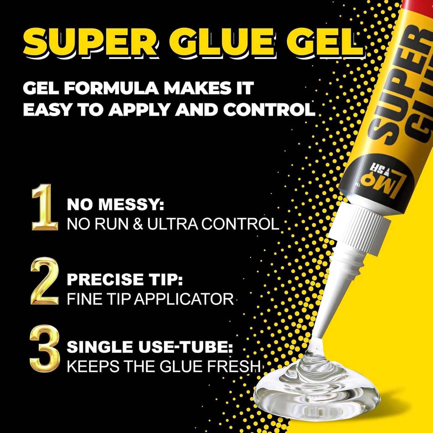 Super Glue Gel 6x3g CA Glue, Clear Cyanoacrylate Adhesive Single Use for Shoe Sole Repair Ceramic Plastic Model Metal Wood Aquarium Leather Pottery Glass, Food Safe Strong and Instant Bonding